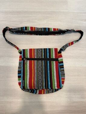 Colorful Striped Woven Crossbody Bag